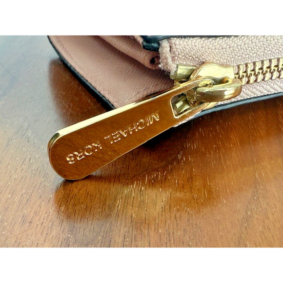 Michael Kors Jet Set Travel Continental Leather Wallet Blush Pink Zip Around MK - Picture 9 of 16